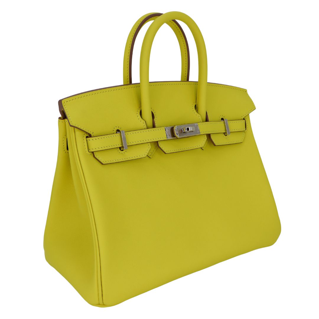 Hermès 25cm Birkin Lime Swift Leather Palladium Hardware