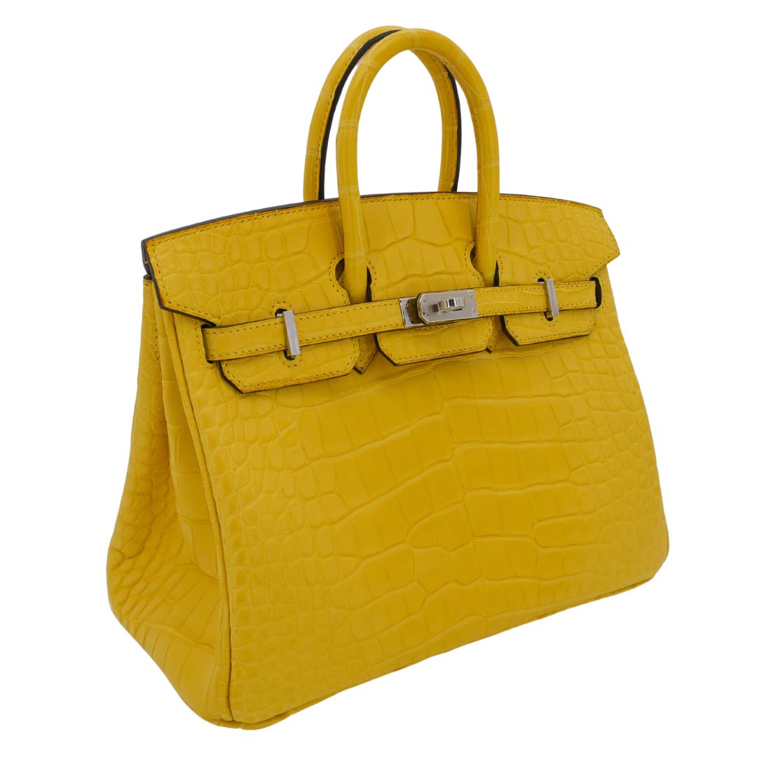 Hermès 25cm Birkin Mimosa Matte Alligator Palladium Hardware