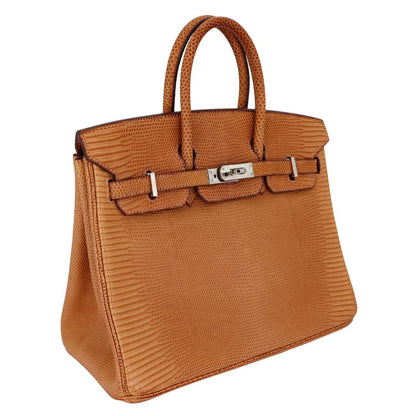 Hermès 25cm Birkin Natural Lizard Palladium Hardware