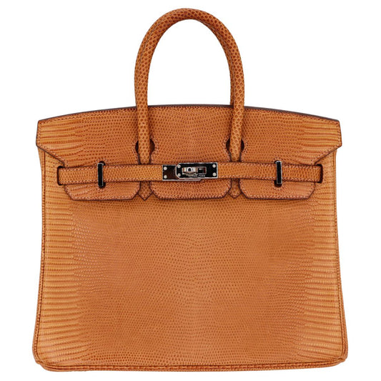 Hermès 25cm Birkin Natural Lizard Palladium Hardware