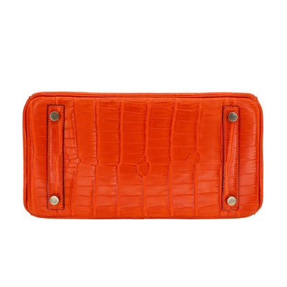 Hermès 25cm Birkin Orange Matte Niloticus Crocodile Gold Hardware