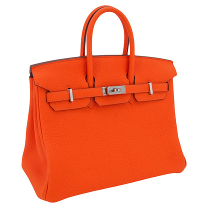 Hermès 25cm Birkin Orange Minium Togo Leather Palladium Hardware