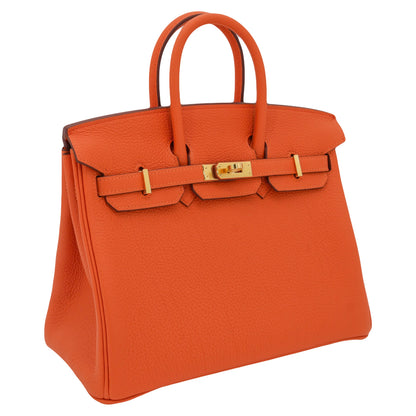 Hermès 25cm Birkin Orange Togo Leather Gold Hardware