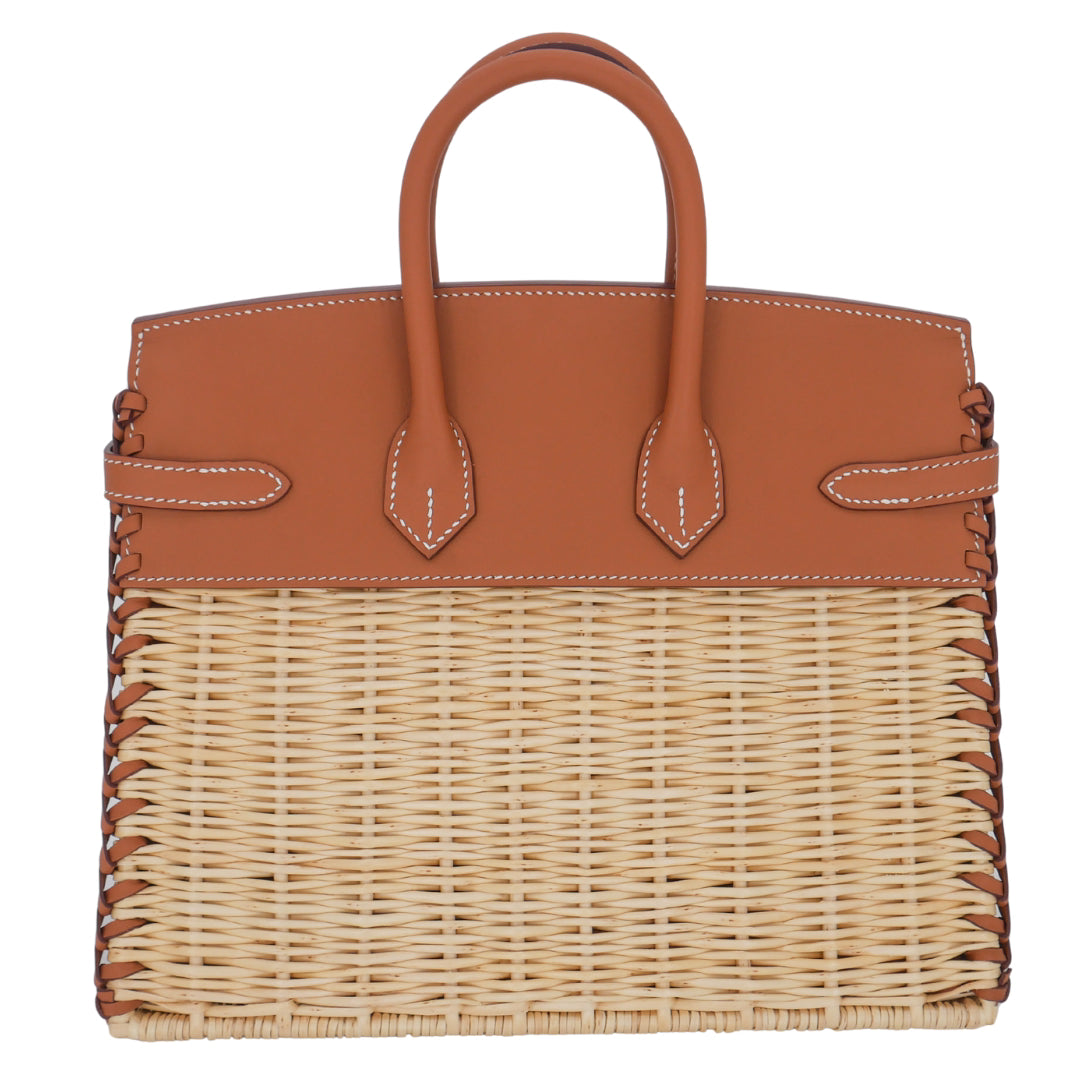 Hermès 25cm Birkin Picnic Gold Swift Leather/Osier Wicker Palladium Hardware