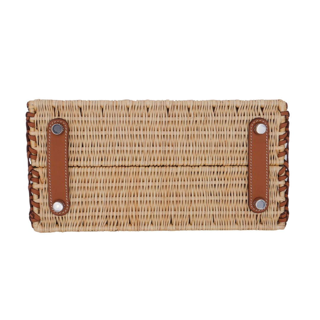 Hermès 25cm Birkin Picnic Gold Swift Leather/Osier Wicker Palladium Hardware