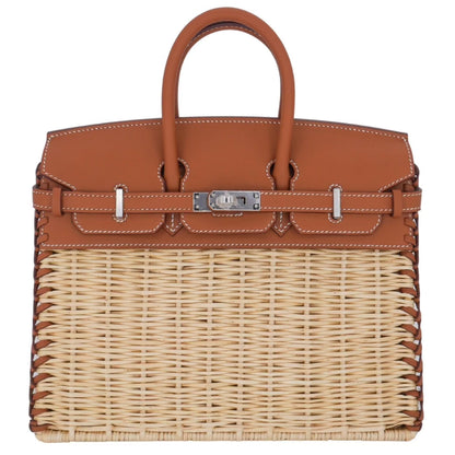 Hermès 25cm Birkin Picnic Gold Swift Leather/Osier Wicker Palladium Hardware