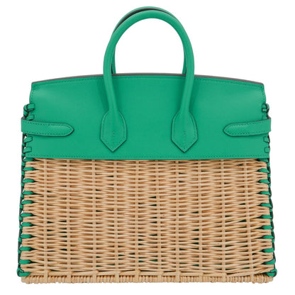Hermès 25cm Birkin Picnic Menthe Swift Leather/Osier Wicker Palladium Hardware