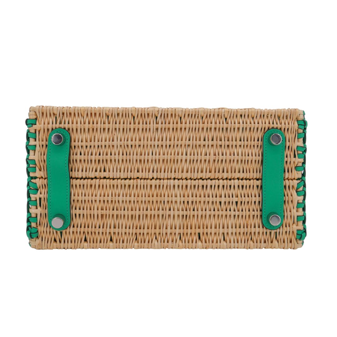 Hermès 25cm Birkin Picnic Menthe Swift Leather/Osier Wicker Palladium Hardware