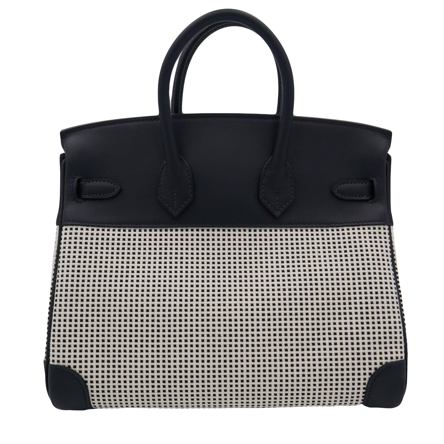 Hermès 25cm Birkin Quadrille Black & White Swift Leather Toile Palladium Hardware