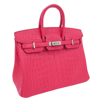 Hermès 25cm Birkin Rose Extreme Matte Alligator Palladium Hardware
