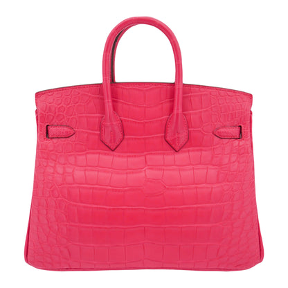 Hermès 25cm Birkin Rose Extreme Matte Alligator Palladium Hardware