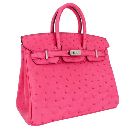 Hermès 25cm Birkin Rose Tyrien Ostrich Palladium Hardware