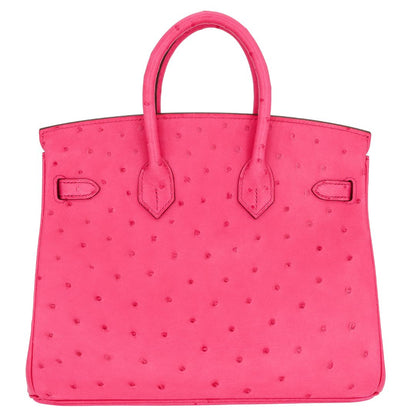 Hermès 25cm Birkin Rose Tyrien Ostrich Palladium Hardware