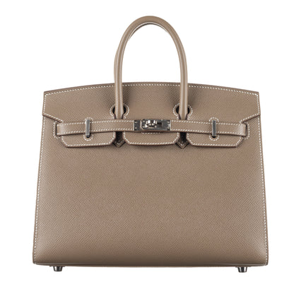 Hermès 25cm Birkin Sellier Etoupe Epsom Leather Palladium Hardware