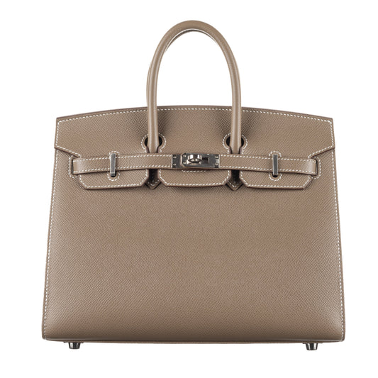 Hermès 25cm Birkin Sellier Etoupe Epsom Leather Palladium Hardware