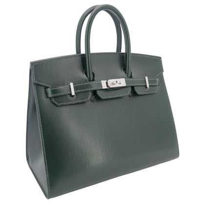Hermès 25cm Birkin Sellier Vert Fonce Box Calf Palladium Hardware