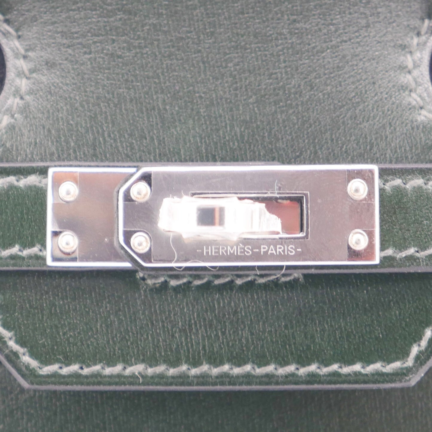 Hermès 25cm Birkin Sellier Vert Fonce Box Calf Palladium Hardware