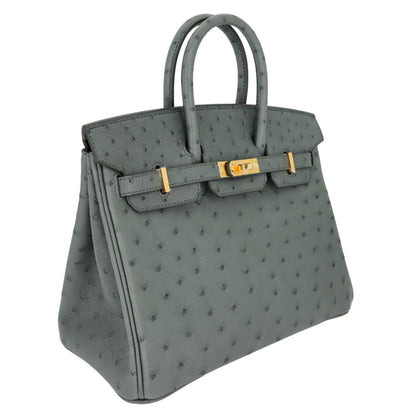 Hermès 25cm Birkin Vert Amande Ostrich Gold Hardware