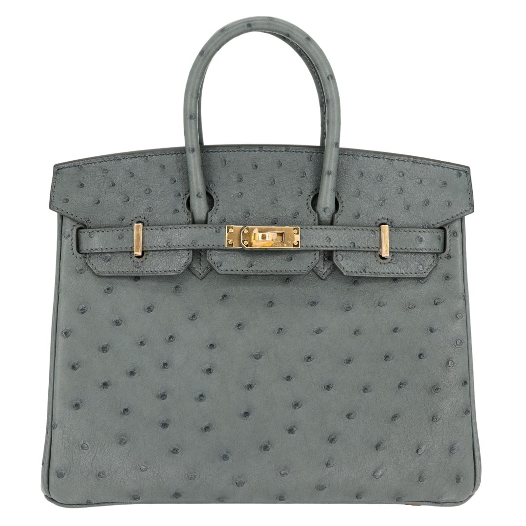 Hermès 25cm Birkin Vert Amande Ostrich Gold Hardware