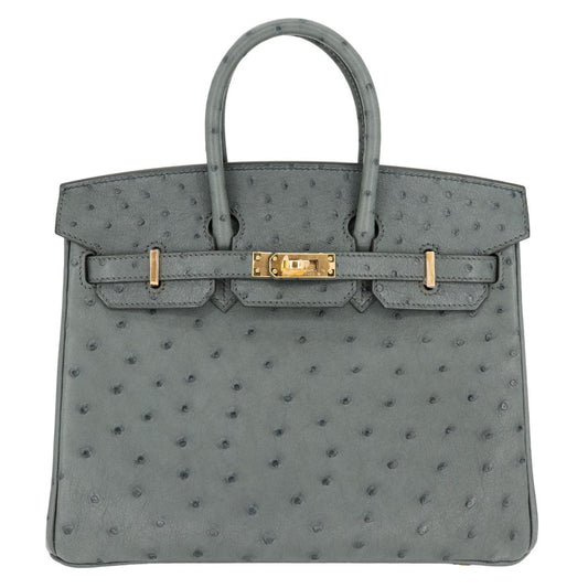 Hermès 25cm Birkin Vert Amande Ostrich Gold Hardware