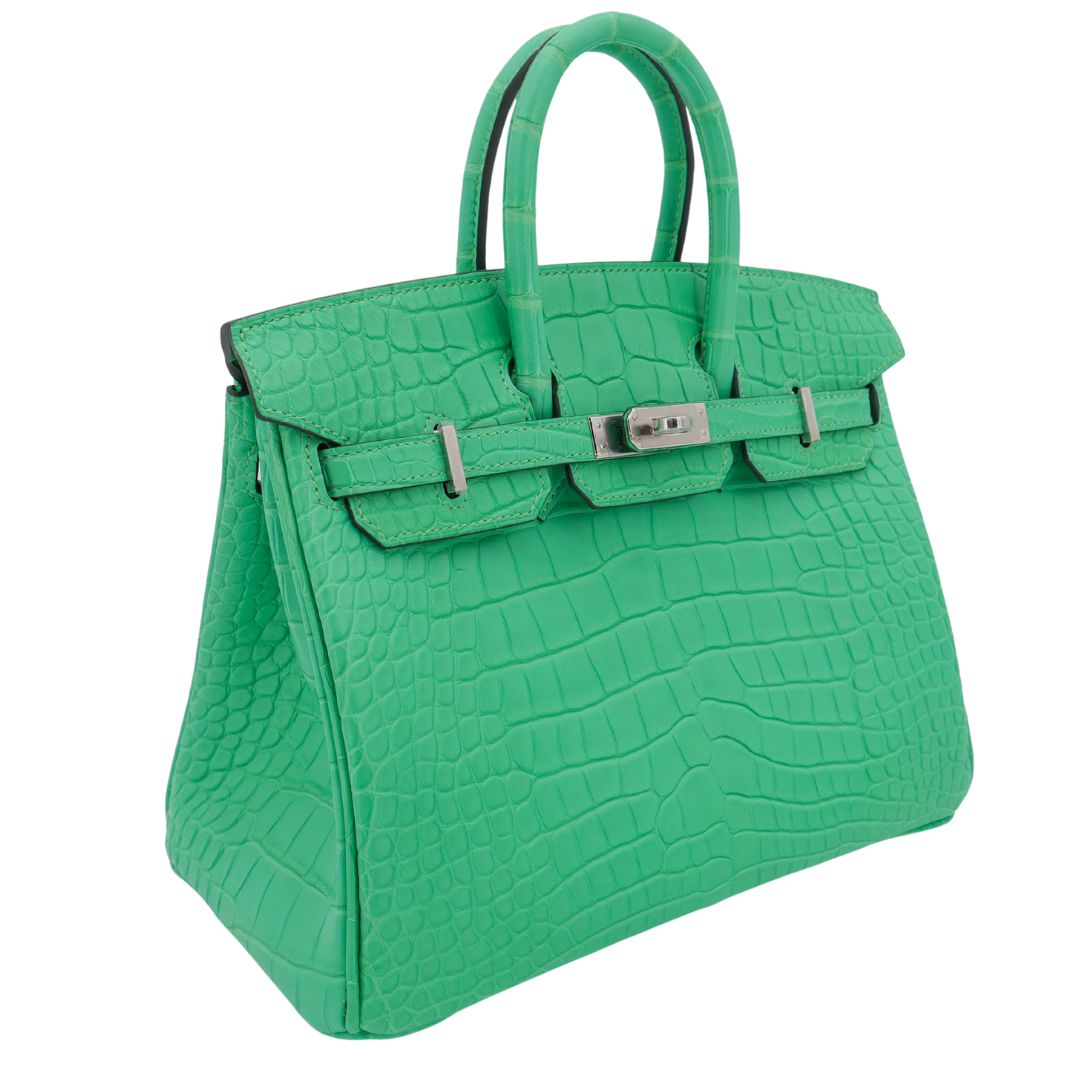 Hermès 25cm Birkin Vert Comics Matte Alligator Palladium Hardware