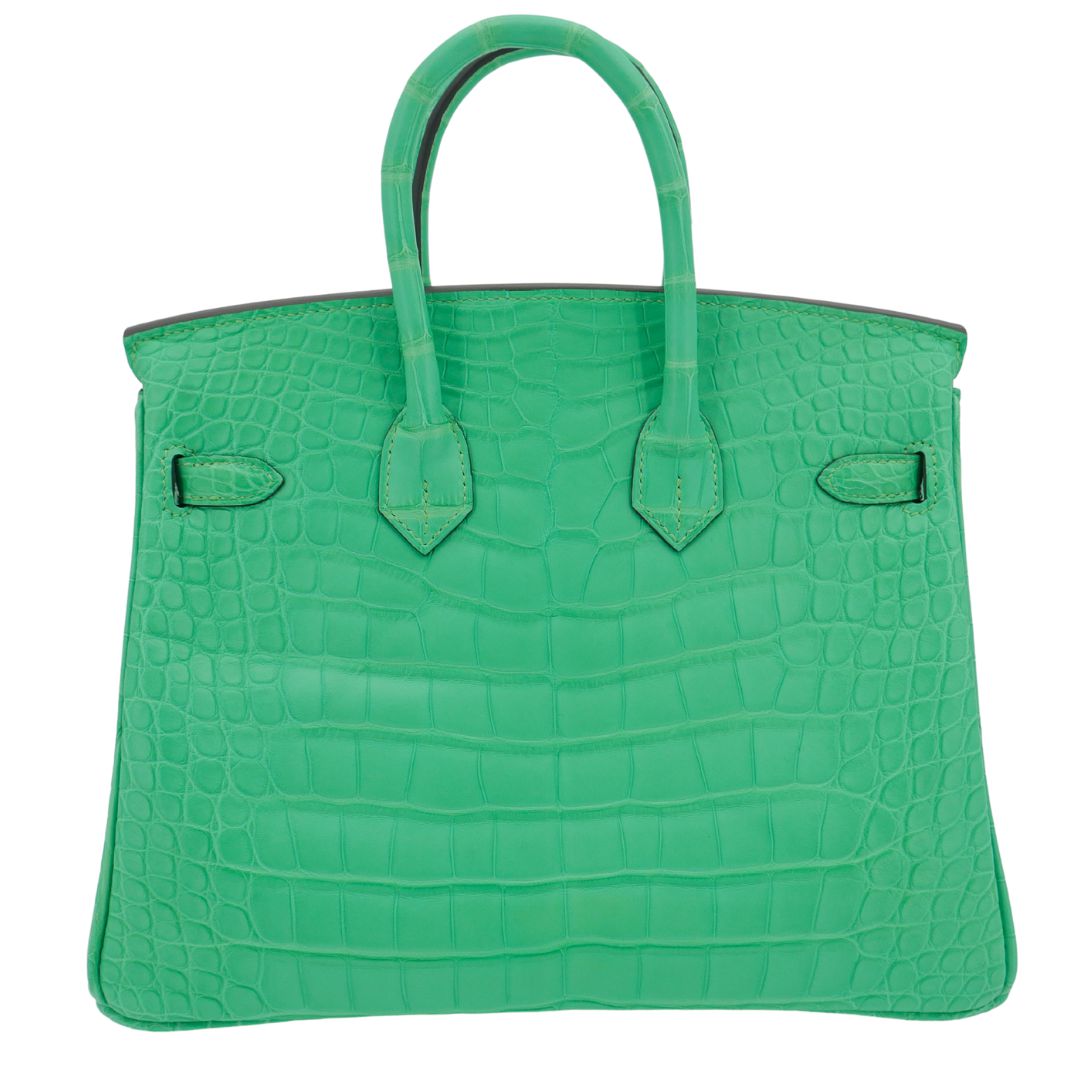 Hermès 25cm Birkin Vert Comics Matte Alligator Palladium Hardware