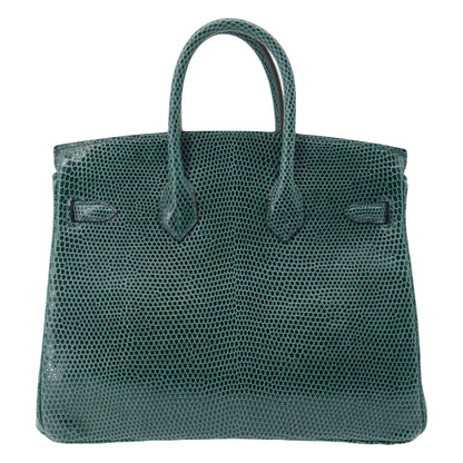 Hermès 25cm Birkin Vert Cypress Lizard Gold Hardware