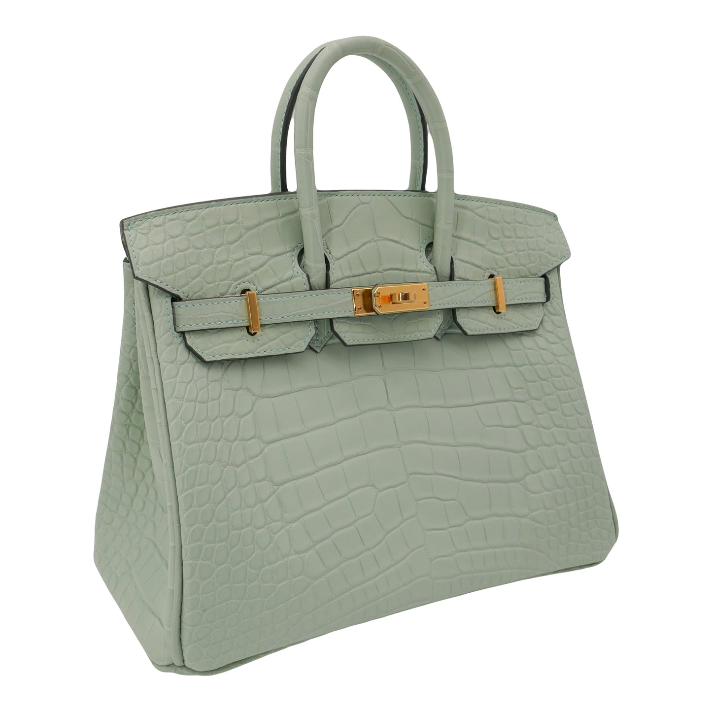 Hermès 25cm Birkin Vert d'Eau Matte Alligator Gold Hardware