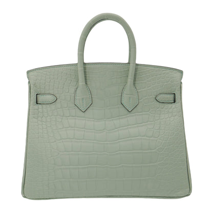 Hermès 25cm Birkin Vert d'Eau Matte Alligator Gold Hardware