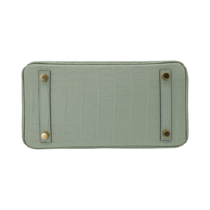 Hermès 25cm Birkin Vert d'Eau Matte Alligator Gold Hardware