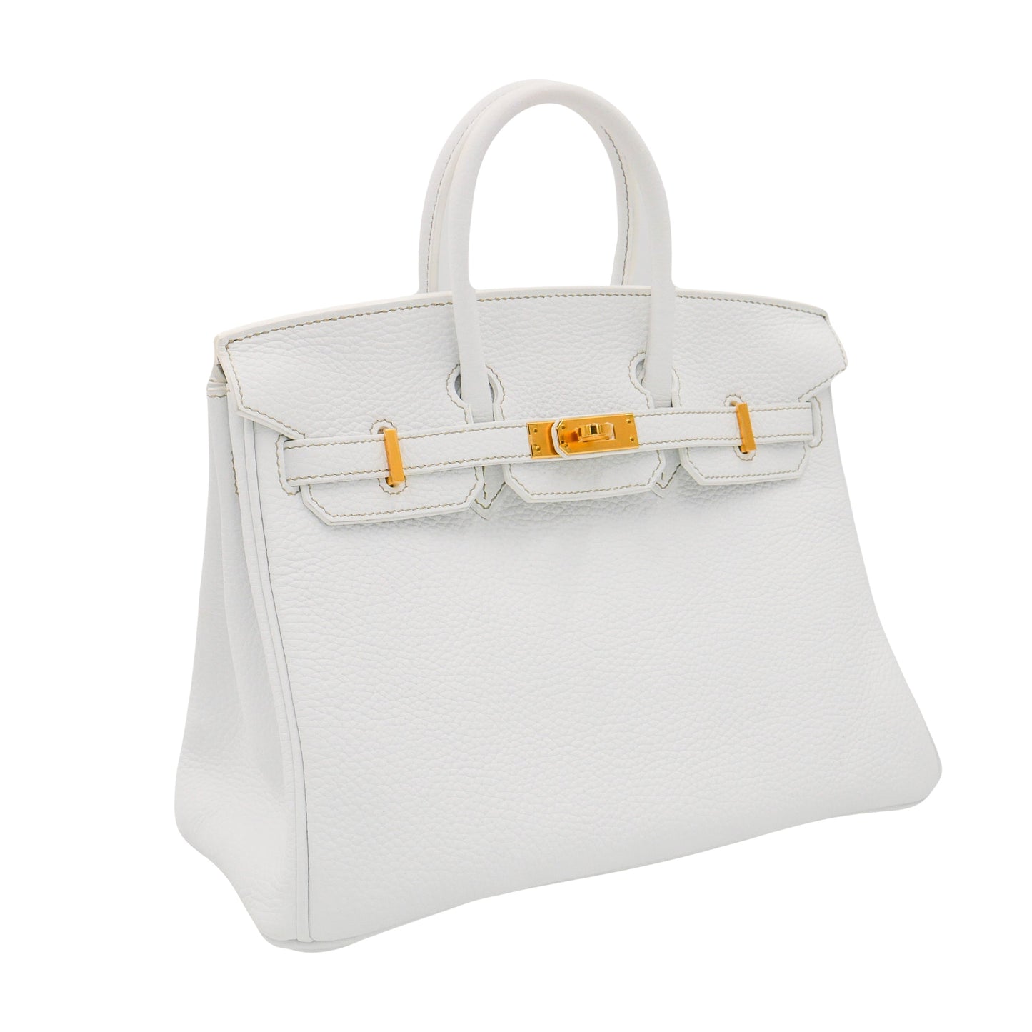 Hermès 25cm Birkin White Clemence Leather Gold Hardware