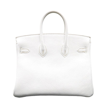 Hermès 25cm Birkin White Clemence Leather Gold Hardware