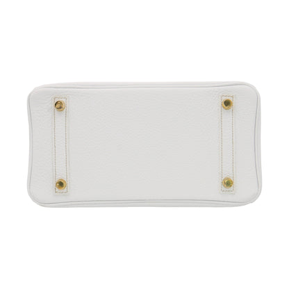Hermès 25cm Birkin White Clemence Leather Gold Hardware