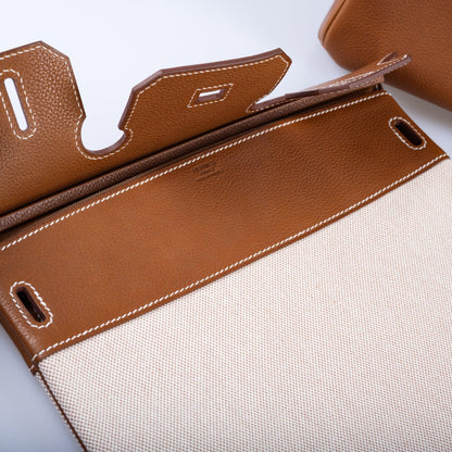 Hermès 3 in 1 Birkin 30 Fauve Barenia Faubourg and Toile Gold Hardware