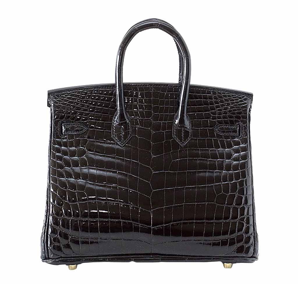 Hermès Birkin 25 Black Crocodile Bag GHW