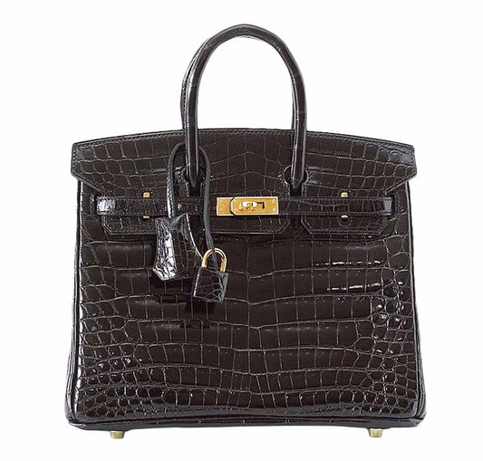 Hermès Birkin 25 Black Crocodile Bag GHW