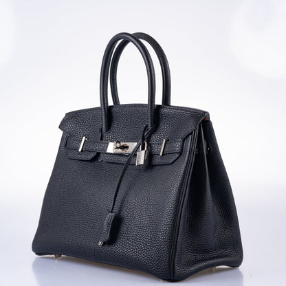 Hermès Birkin 30 Bi-Color Black Togo and Orange H Palladium Hardware