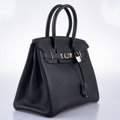 Hermès Birkin 30 Bi-Color Black Togo and Orange H Palladium Hardware