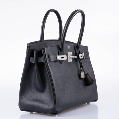 Hermès Birkin 30 Black Epsom with Palladium Hardware - 2021, Z