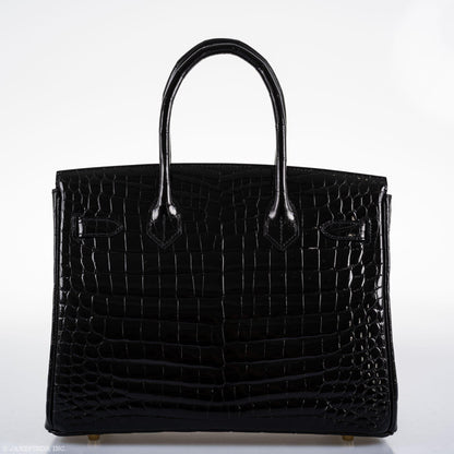Hermès Birkin 30 Black Nilo Crocodile Gold Hardware - 2019, D