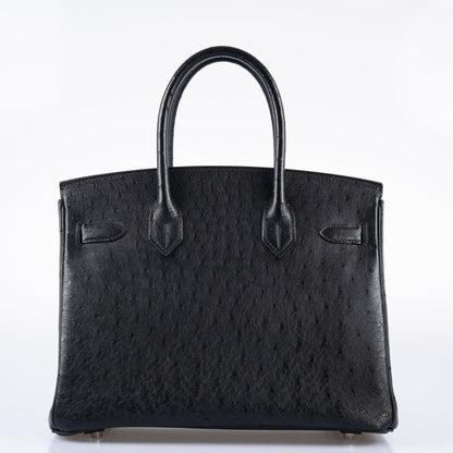 Hermès Birkin 30 Black Ostrich with Palladium Hardware