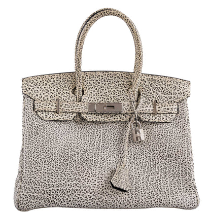 Hermès Birkin 30 Black & White Dalmatian Buffalo Palladium Hardware