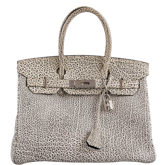 Hermès Birkin 30 Black & White Dalmatian Buffalo Palladium Hardware