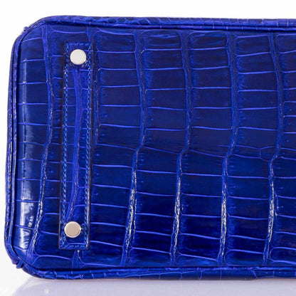 Hermès Birkin 30 Blue Electric Porosus Crocodile Palladium Hardware