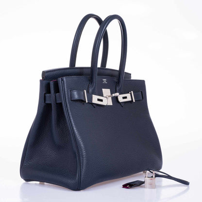 Hermès Birkin 30 Blue Nuit Verso Rose Pourpre Togo Palladium Hardware - Limited Edition
