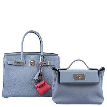 Hermès Birkin 30 Blue Saint Cyr Clemence Palladium Hardware