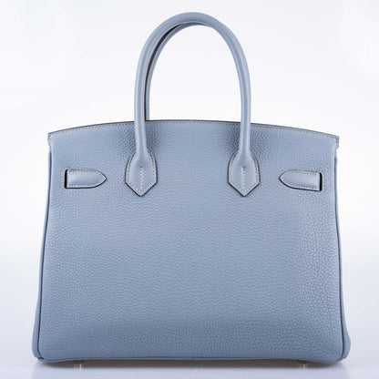 Hermès Birkin 30 Blue Saint Cyr Clemence Palladium Hardware