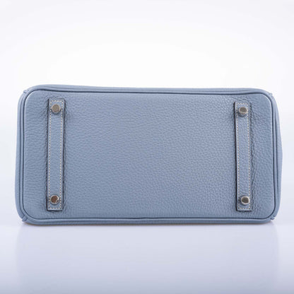 Hermès Birkin 30 Blue Saint Cyr Clemence Palladium Hardware