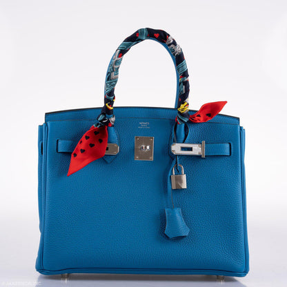 Hermès Birkin 30 Blue Zanzibar Togo with Palladium Hardware - 2020, Y