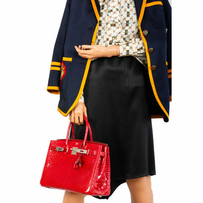 Hermès Birkin 30 Braise Porosus Crocodile Palladium Hardware